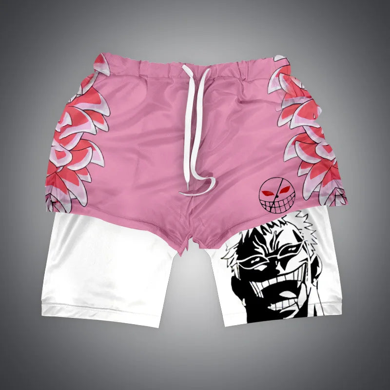 Gym-Shorts mit Dragon Ball &amp; One Piece-Anime-Print