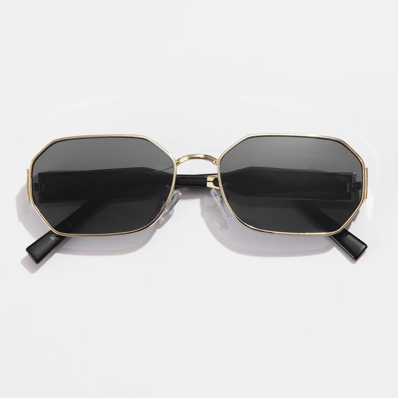 Rechteckige Retro-Sonnenbrille für Damen aus Metall