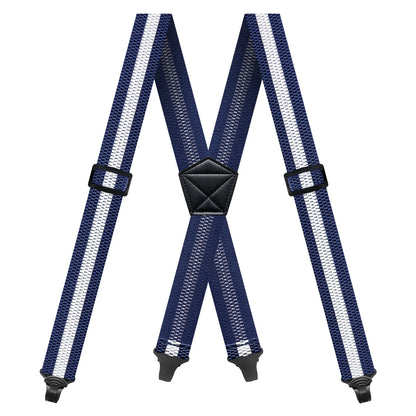 Heavy Duty Men’s Suspenders 3.8cm Wide X-Back Work Braces with 4 Strong Plastic Gripper Clasps – Adjustable Elastic Trouser Suspenders
