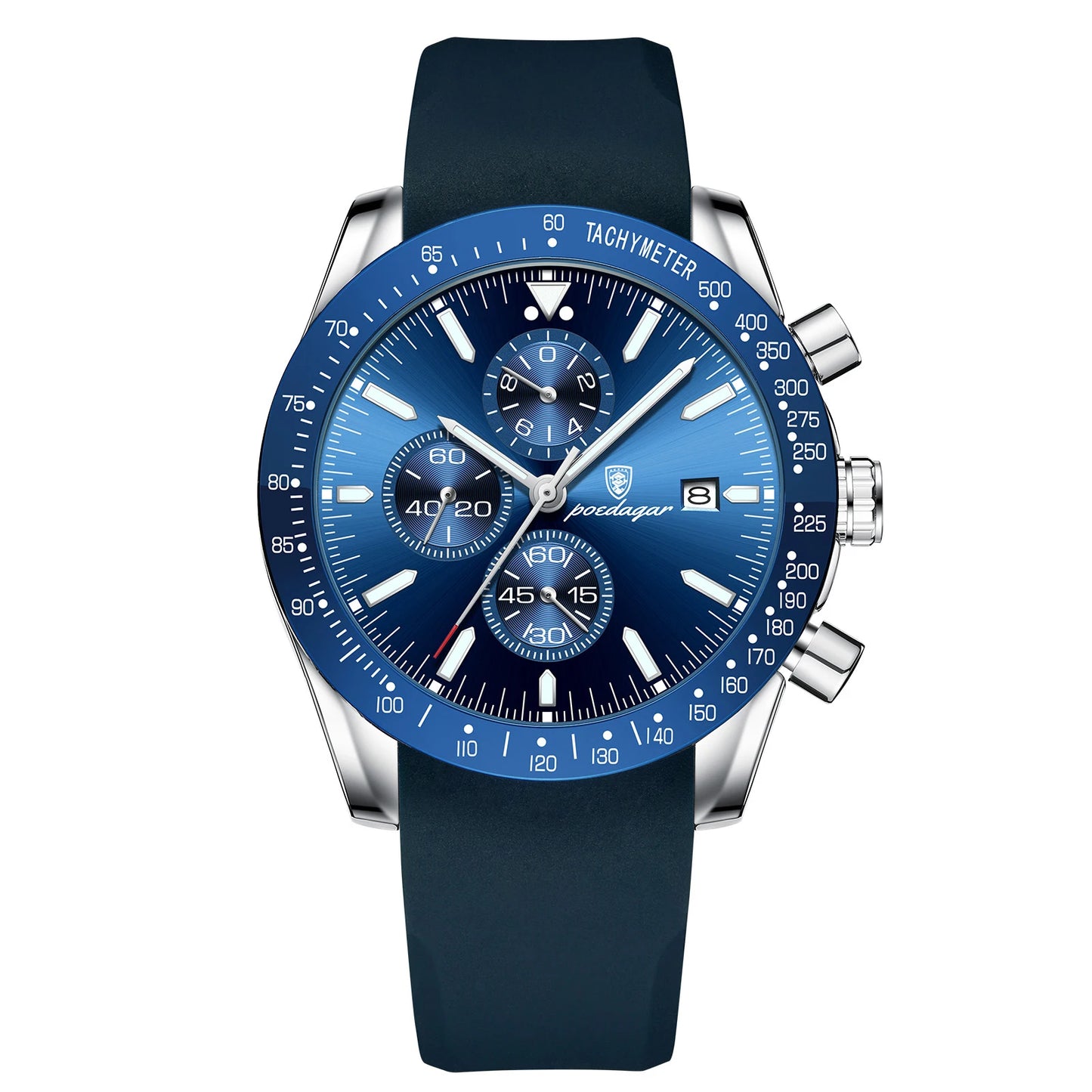 Montre chronographe étanche pour homme – Montre-bracelet à quartz lumineuse avec affichage de la date et bracelet en cuir