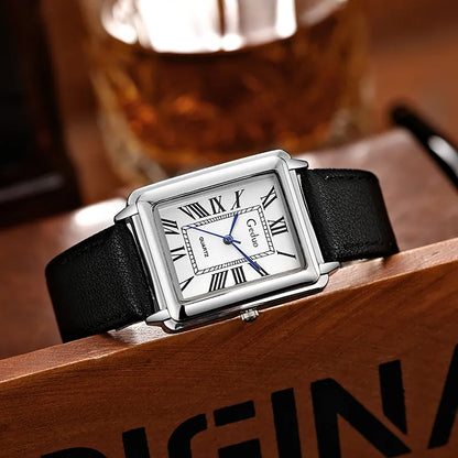 Montre d'affaires à quartz pour hommes avec bracelet en cuir