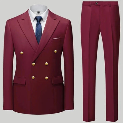 Men Classical Korean Style 2 Pcs Suit Set