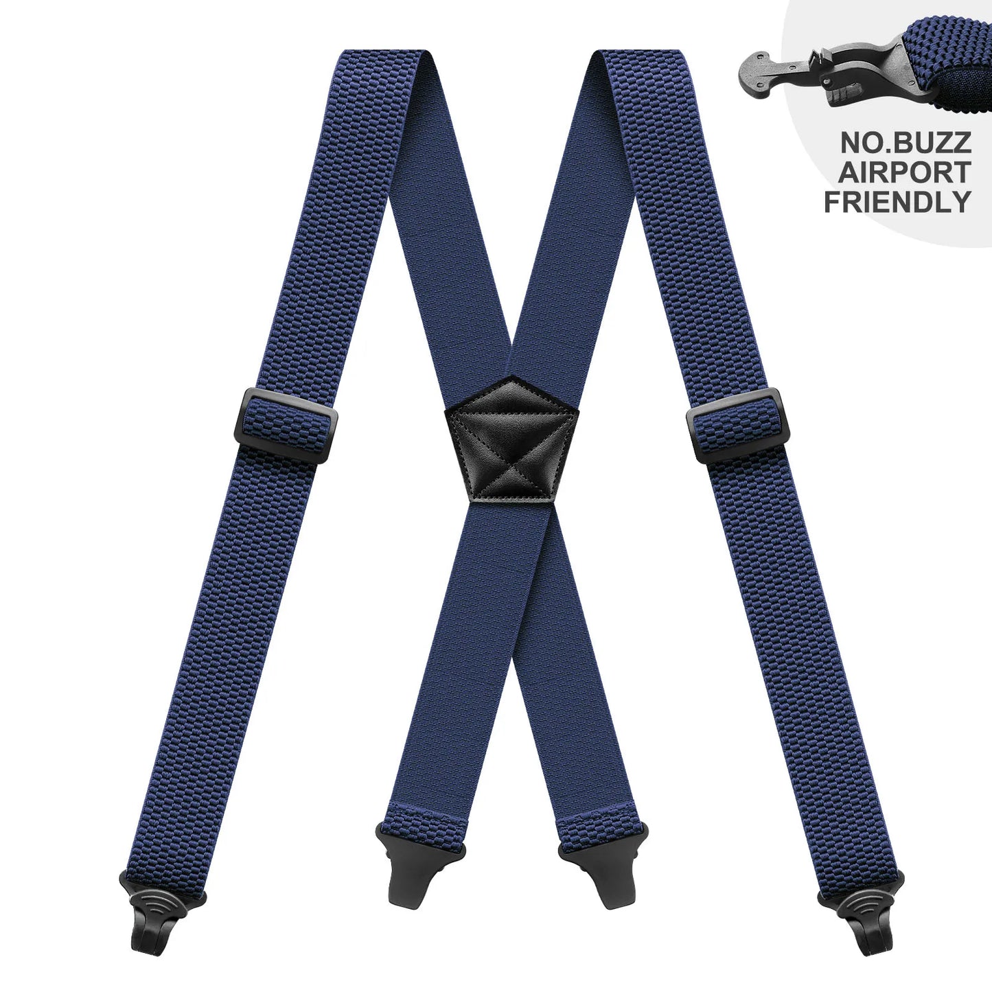 Heavy Duty Men’s Suspenders 3.8cm Wide X-Back Work Braces with 4 Strong Plastic Gripper Clasps – Adjustable Elastic Trouser Suspenders