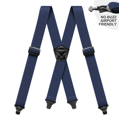 Heavy Duty Men’s Suspenders 3.8cm Wide X-Back Work Braces with 4 Strong Plastic Gripper Clasps – Adjustable Elastic Trouser Suspenders