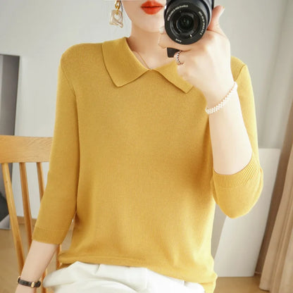 Cashmere Blend Polo Collar Sweater