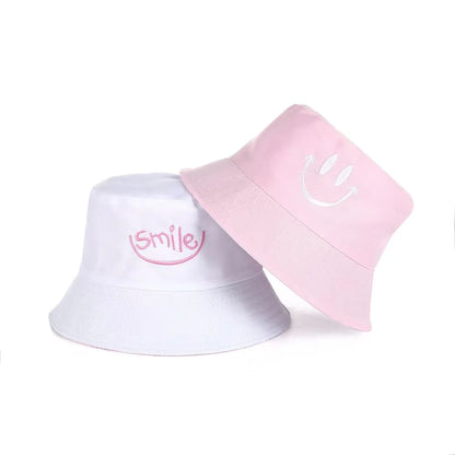 Smile Embroidery Bucket Hat for Unisex