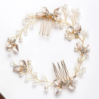Haarband mit Perlenblatt-Kamm für Damen