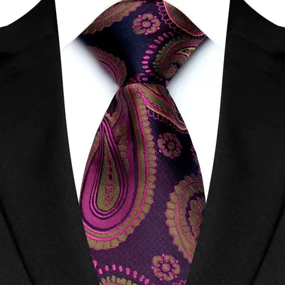 Men's Burgundy Plaid Silk Wedding Tie Set