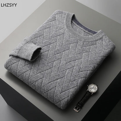 Herrenpullover – Winter-Pullover mit O-Ausschnitt und langen Ärmeln