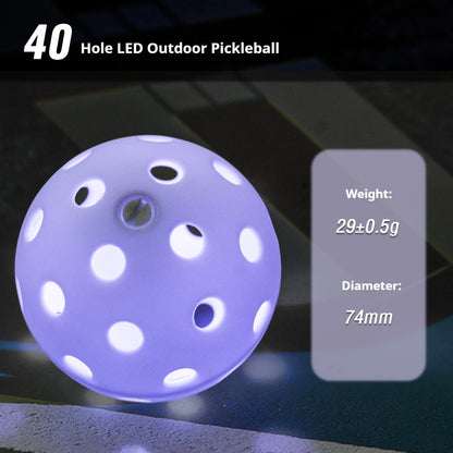 Balles de pickleball LED phosphorescentes – Balles de pickleball lumineuses en 7 couleurs pour une visibilité optimale en extérieur et le jeu nocturne.