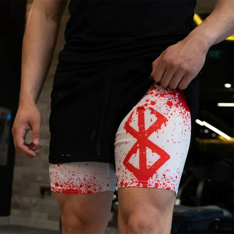 2-in-1-Turnshorts mit Berserker-Print für Herren