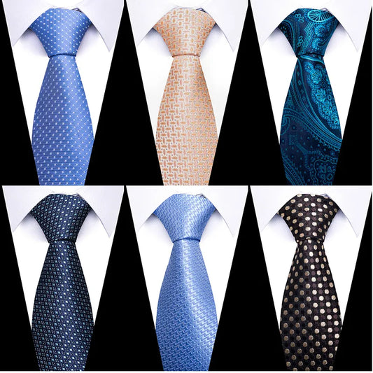 Sky Blue Striped Silk Tie for Men