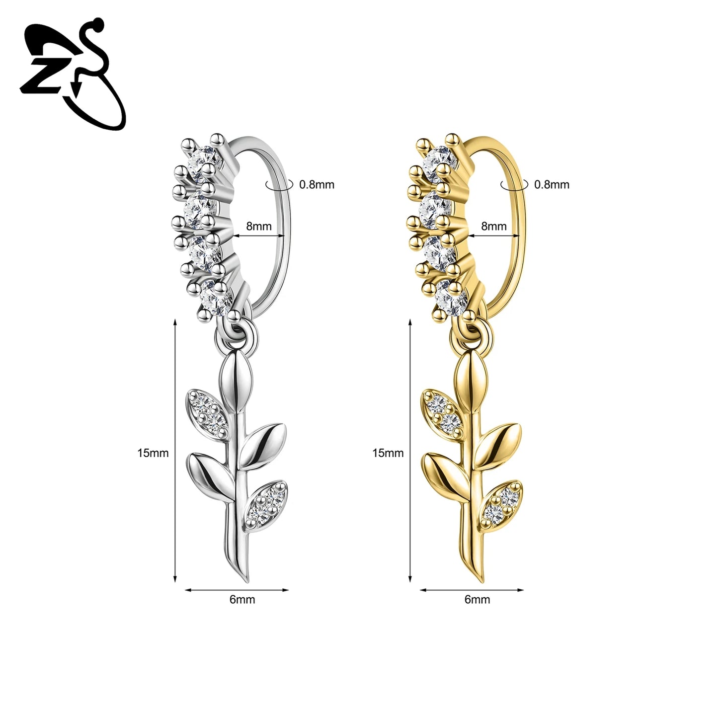 Hochwertige baumelnde Nasenringe mit CZ-Herzen für Frauen
