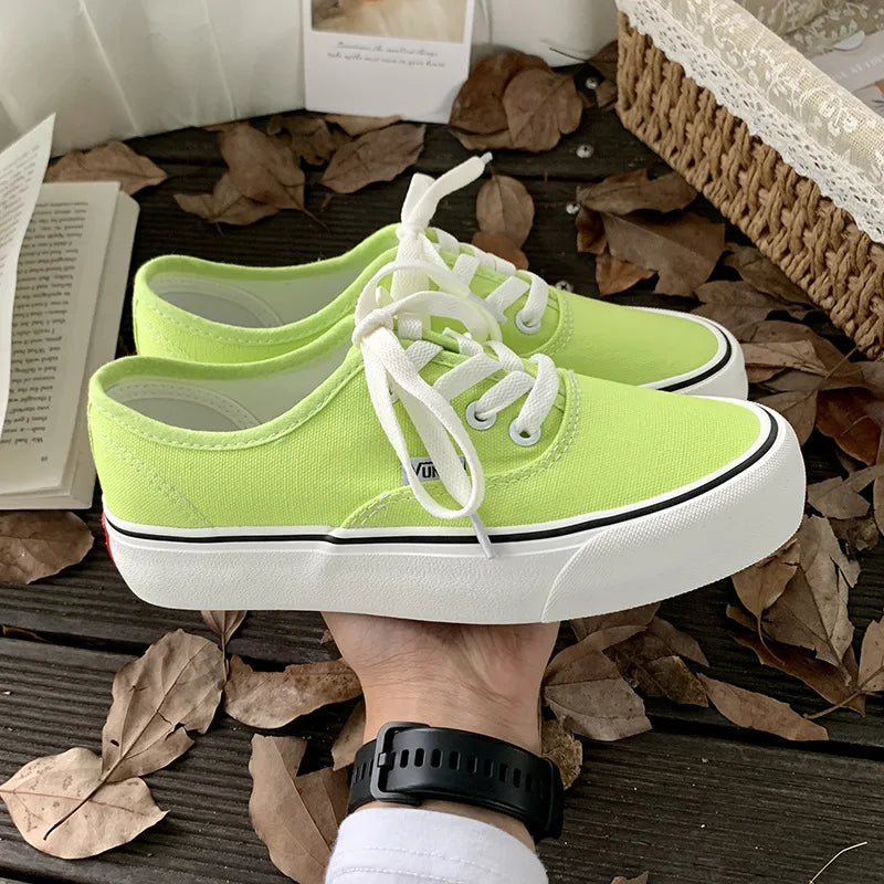 Spring Candy Color Classic Platform Canvas Shoes Women's Sneakers