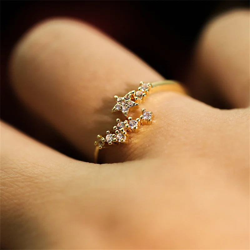 Adjustable Zircon Heart Rings for Women