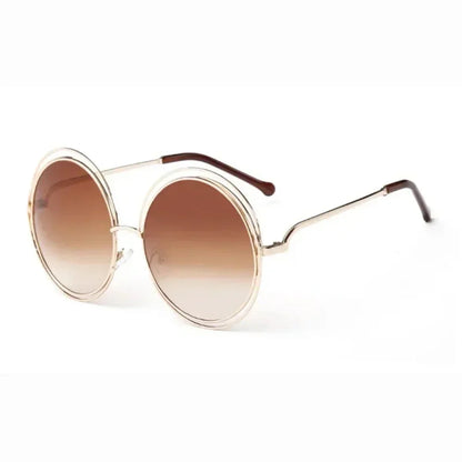 Women's Metal Frame Oversized Mirror Sunglasses
