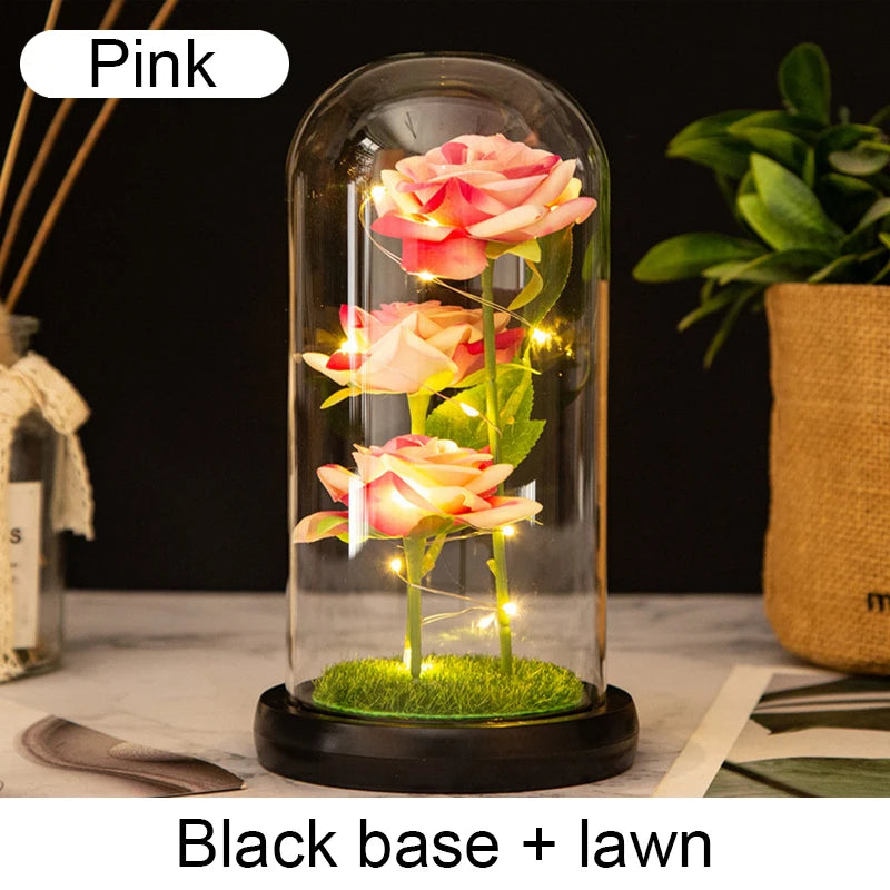 Fleurs artificielles LED Galaxy Three Rose - Décoration de mariage et cadeau créatif pour la Saint-Valentin