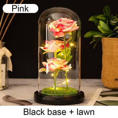 Fleurs artificielles LED Galaxy Three Rose - Décoration de mariage et cadeau créatif pour la Saint-Valentin