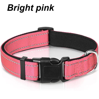Adjustable Reflective Free Engraved Padded Dog Collars