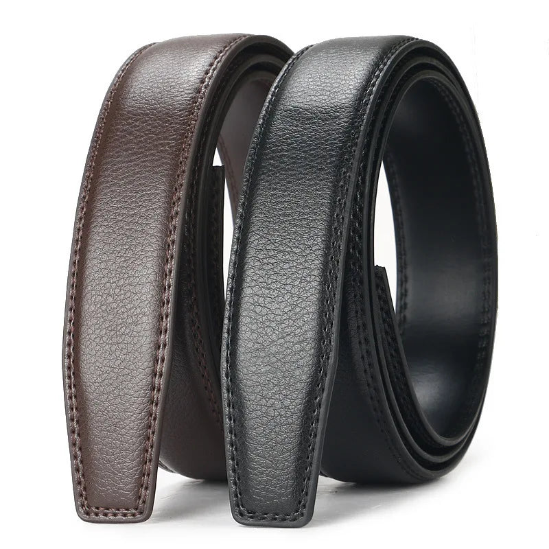 Men's Adjustable Genuine Leather Ratchet Automatic Buckle Belt