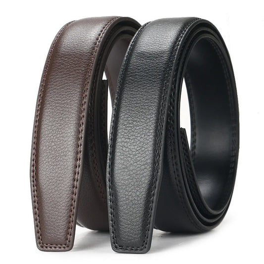 Men's Adjustable Genuine Leather Ratchet Automatic Buckle Belt