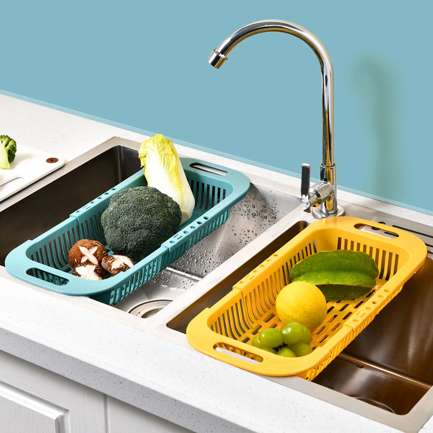 Adjustable Vegetable Drain Basket - Sink Rack