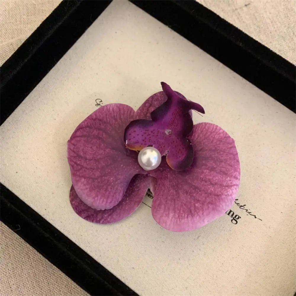 Pinces à cheveux pour fille avec mini perles et fleur d'orchidée papillon