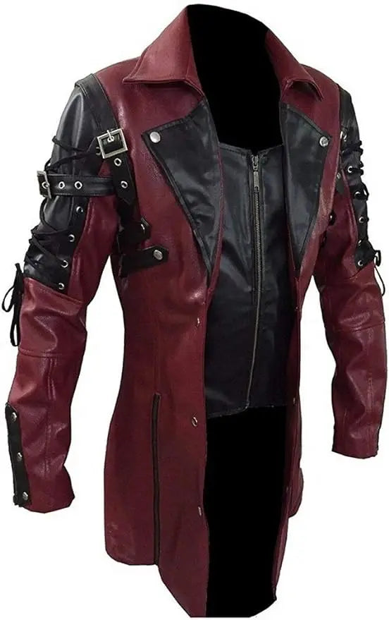 Schwarze Bikerjacke aus PU-Leder für Herren