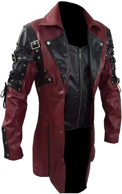 Schwarze Bikerjacke aus PU-Leder für Herren