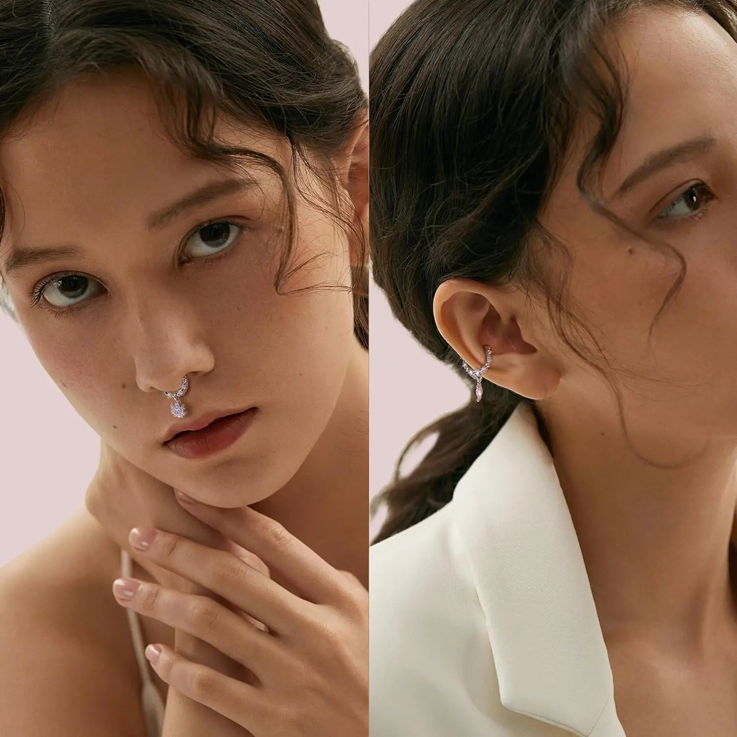 8-teiliges Set rosa Septum-Nasenringe – Nasenpiercing aus Edelstahl in Hufeisenform