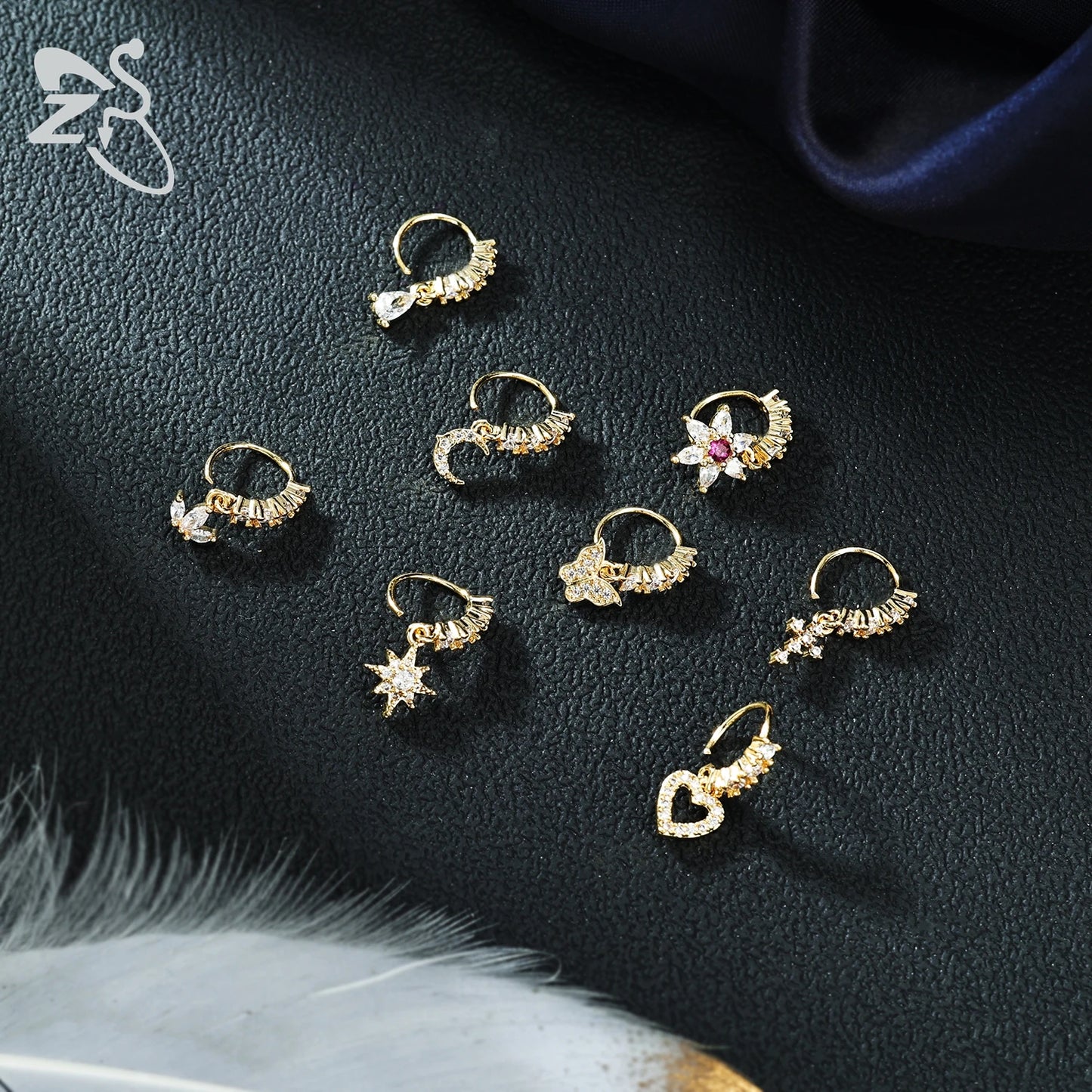 Charming CZ Crystal Nose Ring Set for Women