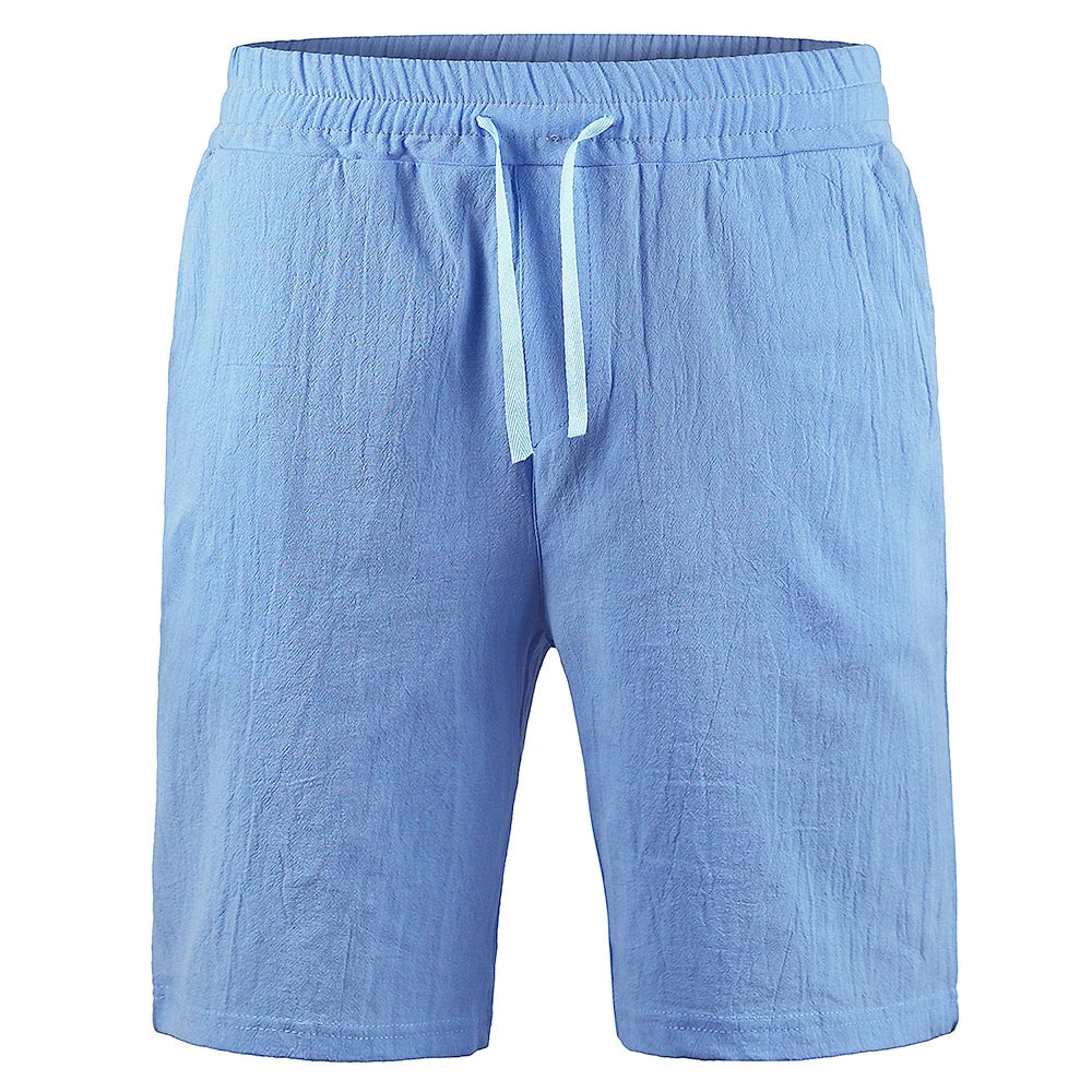 Men's Casual Cotton-Linen Drawstring Shorts