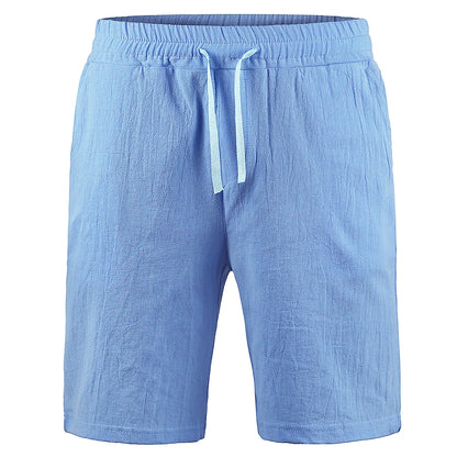 Men's Casual Cotton-Linen Drawstring Shorts