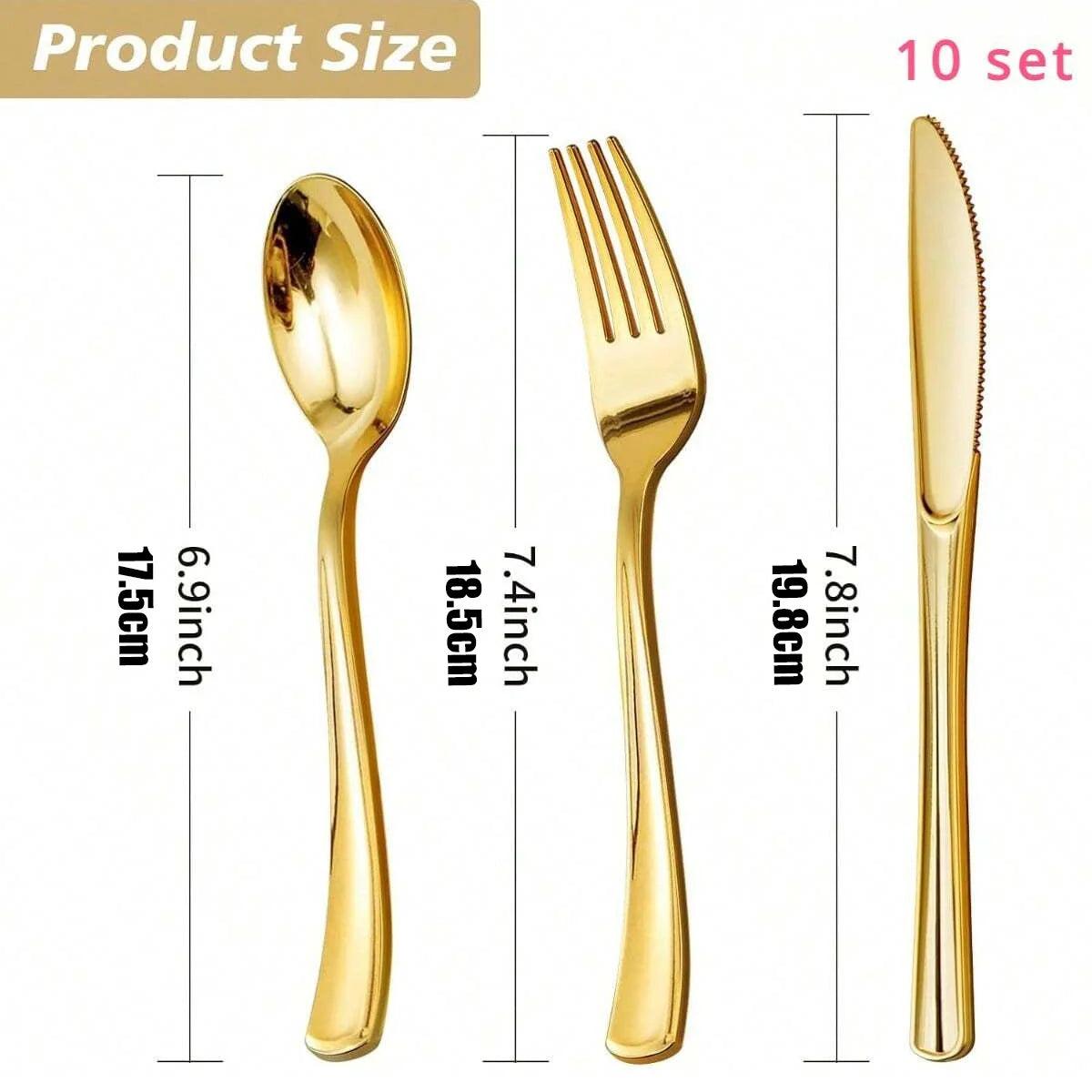 Goldfarbenes Geschirrset aus Kunststoff