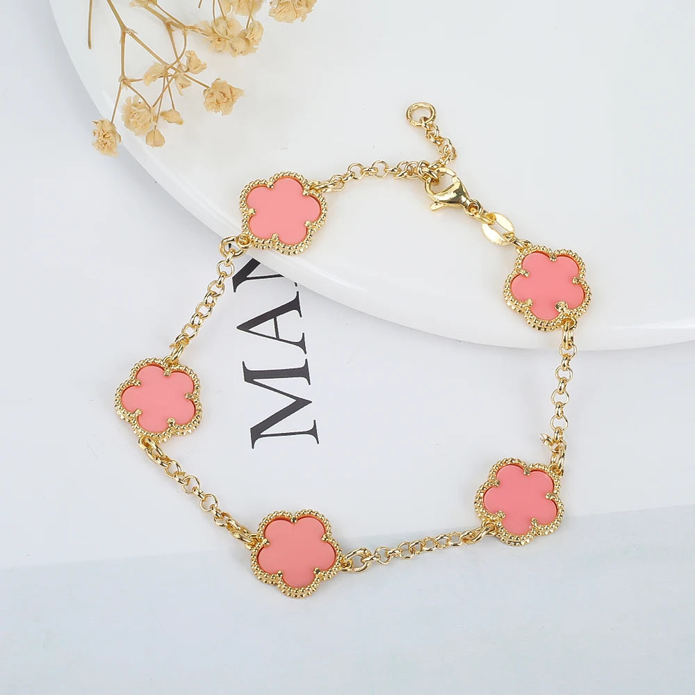 Gold-Plated Hollow Plum Blossom Double-Sided anklet Bracelet