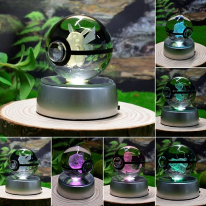 Pokemon 3D Kristallkugel Pikachu - Gengar Mew Mewtwo Figuren Lampensockel Pokeball - 3D Pokemon Glaskugel
