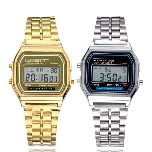 Gold LED Waterproof Digital Wristwatch for Men