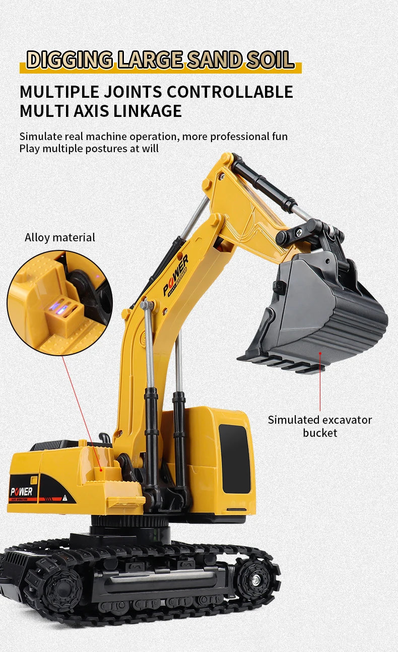 Light and Sound Remote Control Excavator Toy