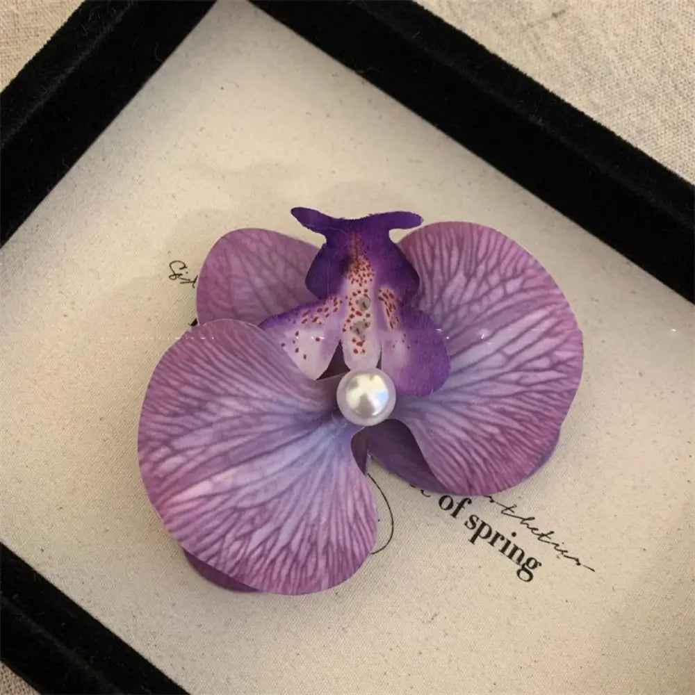 Pinces à cheveux pour fille avec mini perles et fleur d'orchidée papillon