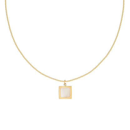 Gold-Plated Geometric Square Pendant Necklace