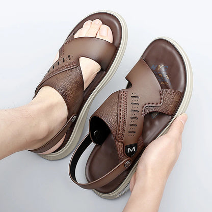 Men Genuine Leather Slip-on Casual Sandals