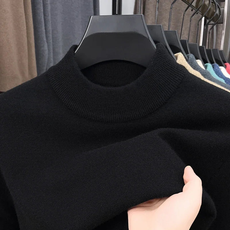 Knitwear Sweater Autumn/Winter Mock Neck  Pullovers Casual Mens Clothing