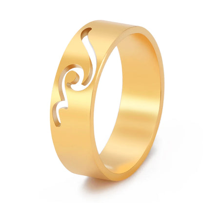 Stainless Steel Wave Couple Ring – Minimalist Matching His and Hers Wedding Bands