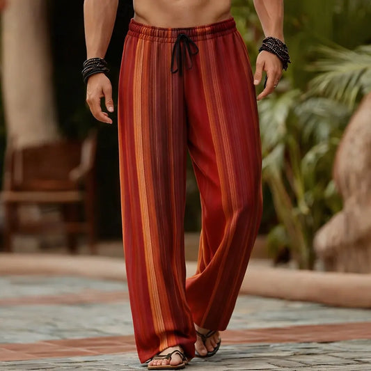 Men's Lightweight 3D Print Elastic Waist Loose Trousers