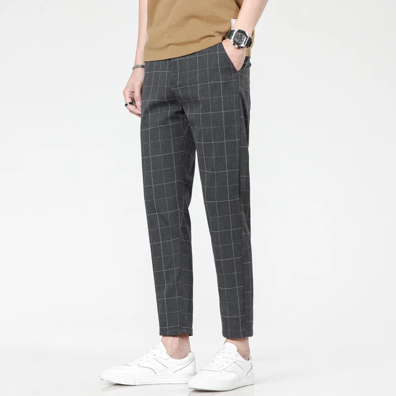Men's Ice Silk Straight Elastic Waist Formal Pants