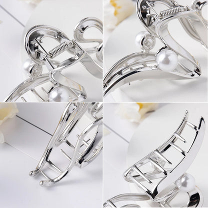 Irregular Metal Pearl Hair Claw Clips for Women – Alloy Barrettes