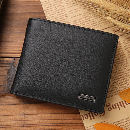 Classic Simple Short Genuine Leather Men Wallets