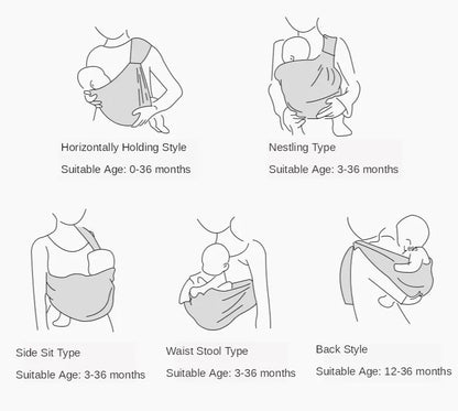 Porte-bébé confortable en coton avec anneau de sécurité pour nouveau-né, foulard
