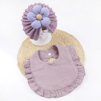 Ensemble de bavoirs pour bébé à volants et fleurs douces