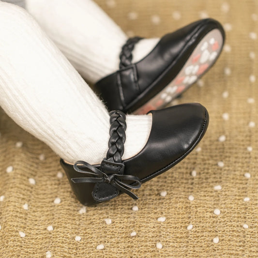 Nouvelles chaussures classiques à semelle en caoutchouc avec nœud papillon pour bébé fille